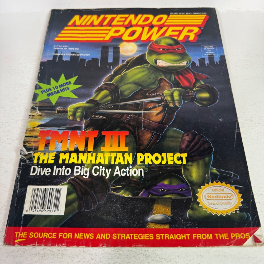 Nintendo Power Magazine Volume 33 Feb 1992 TMNT III Manhattan Project Lemmings